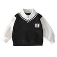 thumbnail image 3 of Sudadera con capucha para niño con mangas largas y cuello de solapa con una camisa de estilo universitario británico. Parte superior de moda versátil de dos piezas para la temporada de regreso a clase, 3 of 4