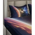 thumbnail image 6 of Ambesonne Universe Fitted & Top Sheet Set with Shams, Solar System Cornet, Red Blue, 6 of 8