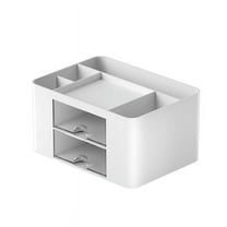 Versatile White Desk Organizer with 2 Drawers and 5 Compartments Included