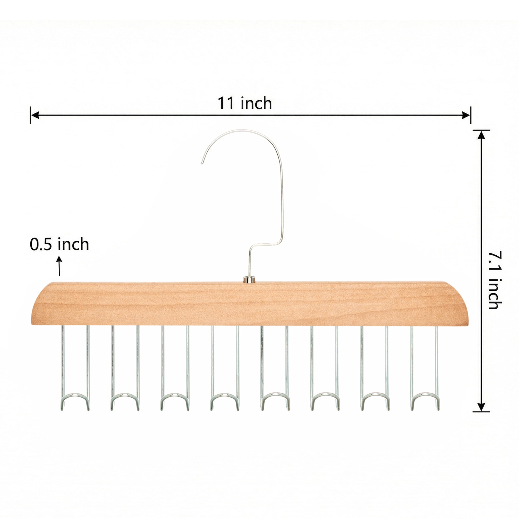 Unique Bargains 2Pcs Wood Tank Top Hanger With 8 Hooks Brown