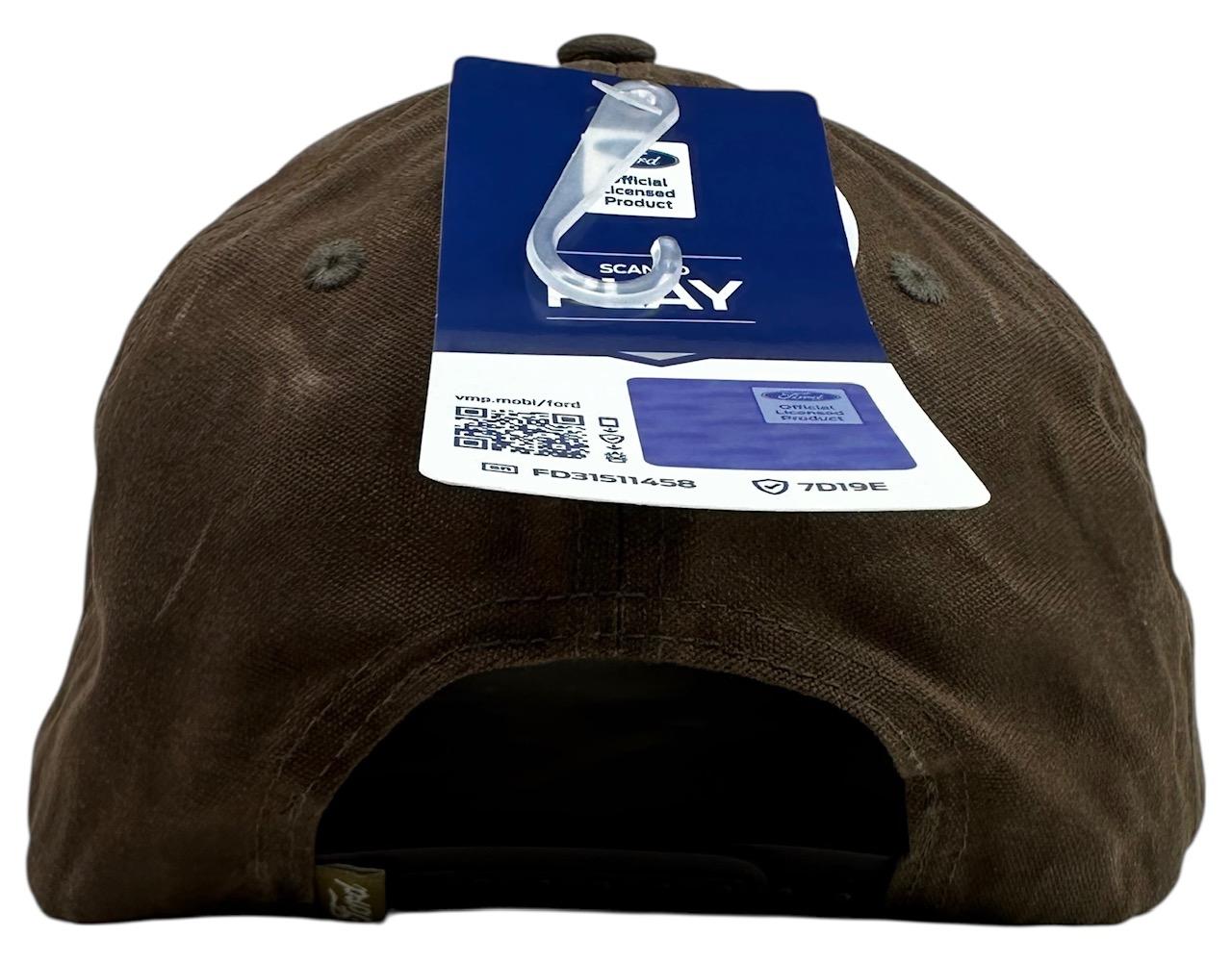 Ford Bronco Men's Snapback Hat Embroidered Distressed Water Resistant Waxed Cap (Brown)