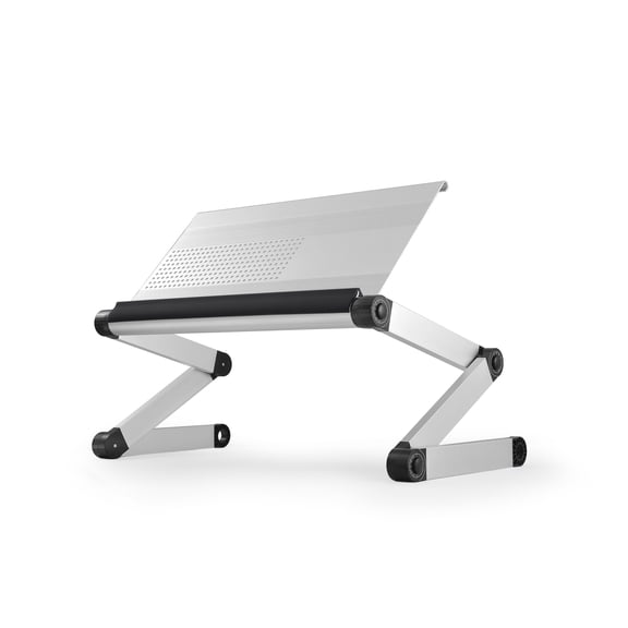 WorkEZ Executive Adjustable Laptop Stand and Lap Desk, Wide Vented Aluminum, 2-24 in Height, Silver