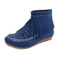 thumbnail image 2 of SEMPAI Christmas Deals Women's Casual Outdoor Flat Bottomed Tassel Boots Ladies' Flat Shoes Blue US Size:9, 2 of 7