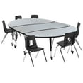 thumbnail image 2 of Flash Furniture Emmy Mobile 86" Oval Wave Flexible Laminate Activity Table Set with 14" Student Stack Chairs, Grey/Black, 2 of 15