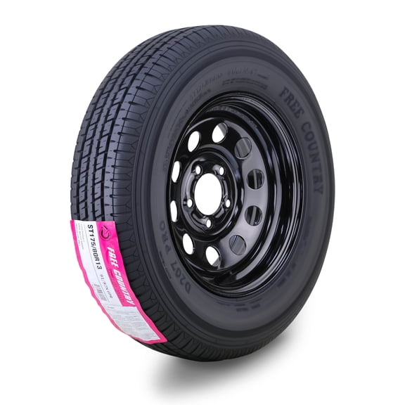 Free Country Trailer Tire Wheel Assembly ST175/80R13 6-Ply C 91N 5 Lug on 4.5" PCD Black Mod Rim