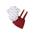thumbnail image 3 of Infant Baby Boys Gentleman Outfits Newborn Formal Suspender Short Set Short Sleeve Bowtie Romper Shirt+Bib Pants Clothes, 3 of 10