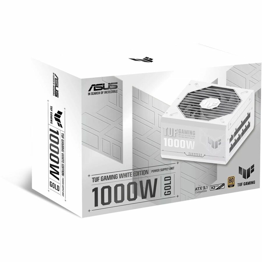 Asus TUF Gaming TUF-GAMING-1000G-WHITE 1000W Power Supply - Internal - 120 V AC, 230 V AC Input - 3.3 V DC, 5 V DC, 12 V DC, -12 V DC, 5 V SB Output - 1000 W - 1 Fan(s) - 92% Efficiency