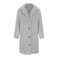 thumbnail image 5 of jtjvou Winter Coat for Women Fuzzy Fleece Jacket Jackets Pea Coats Warm Trench Coat Lapel Button Down Casual Outerwear Gray L, 5 of 8