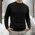 thumbnail image 2 of Mens Knit Polo Sweater Cotton Turtleneck Patchwork Pullovers Thermal Dailywear Winter Clothes with Buttons, Black, Size XL, 2 of 8