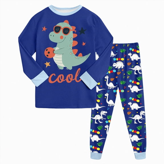 Baby Boys' And Toddler Long Sleeve Top and Pants Snug Fit Cotton Pajama Set 6-12 Months 12-24 Months 2t 3t 4t 5t 6t 7t 8t 9t Children(Blue,7-8 Years)