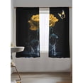 thumbnail image 5 of Yellow Rose Sheer Curtains 2 Panels Set Butterfly Splash Water Nature Dreamy Lihgt Filtering Rod Pocket Voile Drape, Semi Sheer Window Curtains for Bedroom Living Room, 52"x72", 5 of 5
