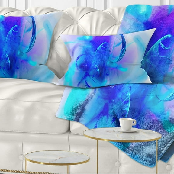 Designart Fractal Blue 3D Art - Floral Throw Pillow - 12x20