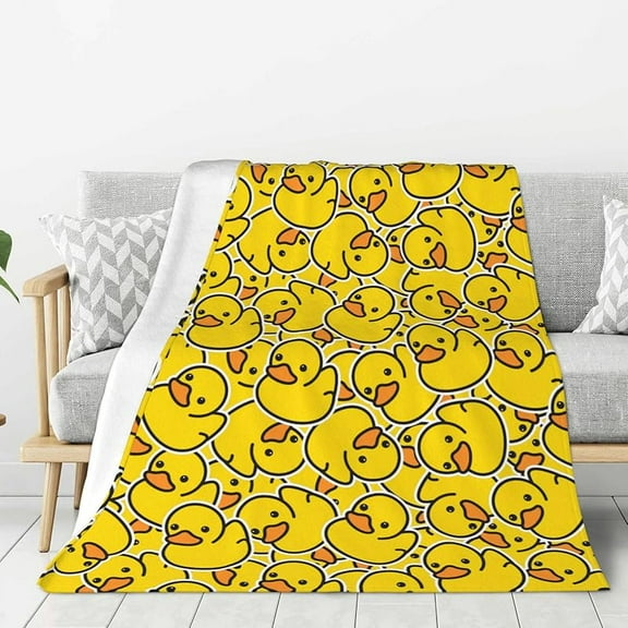 Cute Rubber Ducks Cartoon Ducky Fleece Throw Blanket Ultra Soft Cozy Decorative Flannel Blanket for Home Bed Couch Chair Travel