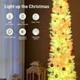 thumbnail image 4 of 9ft White Pencil Christmas Tree with 350 LED Lights & Remote - DIY Color Changing, Hinged Design for Living Room & Entryway Decor, 4 of 7