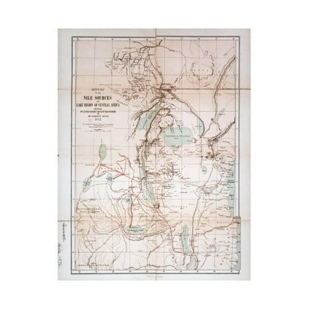 Map of Nile Sources and Lake Victoria Print Wall