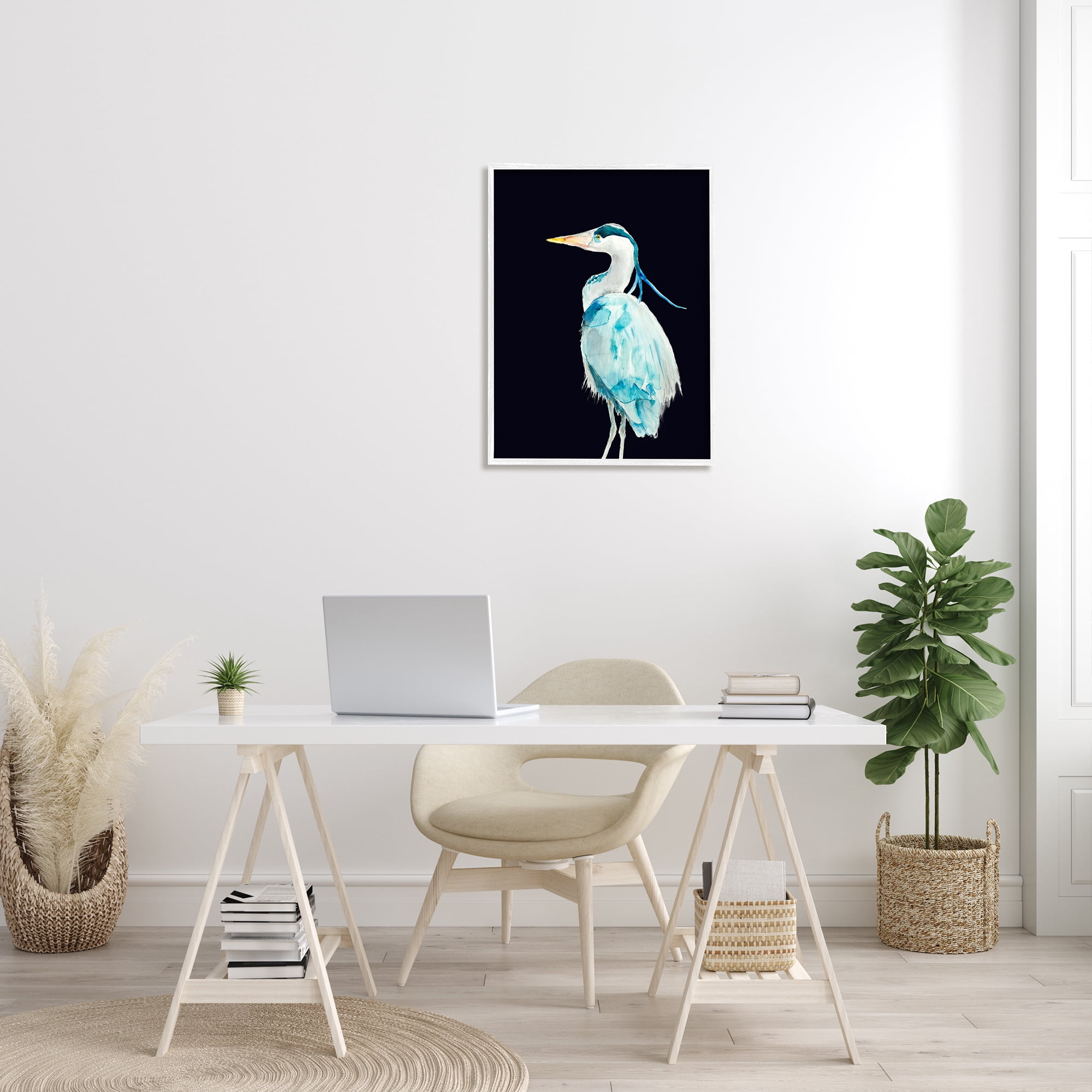Stupell Industries Great Blue Heron Strong Tall Bird over Black, 24 x 30, Designed by Patti Mann