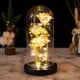 thumbnail image 5 of Rosa artificial con luz LED en cristal sobre base de madera, rosa preservada con luz LED, 5 of 10