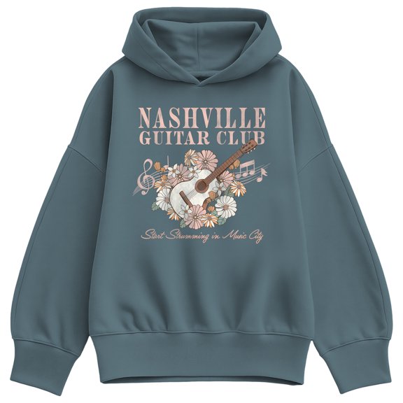 Instant Message - Nashville Guitar Oversized Fleece Hoodie Sweatshirt