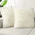 thumbnail image 1 of Juego de 2 fundas de almohada decorativas de 20x20, fundas de almohada mullidas de color blanco crema, nuevas fundas de almohada de sofá cuadradas de piel sintética de lujo para so, 1 of 5