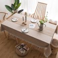 thumbnail image 1 of Mantel Rústico A Rayas De Algodón Y Lino, Resistente Al Agua, Lavable, Con Borlas, Para Cocina, Comedor, Fiesta, Vacaciones, Navidad, Decoración De Mesa, Color Marrón Natural Muyoka Hogar, 1 of 1