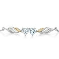 thumbnail image 2 of Gem Stone King 925 Silver and 10K Yellow Gold Sky Blue Aquamarine Bracelet for Women Set with Moissanite (0.85 Cttw) and Lab Grown Diamond, 2 of 3