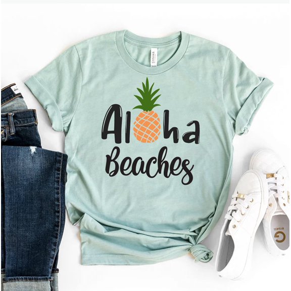 Aloha Beaches T-shirt Hawaii Shirts Party Tee Family Shirt Vacation Tshirt Summer Gift Women's Beach Top