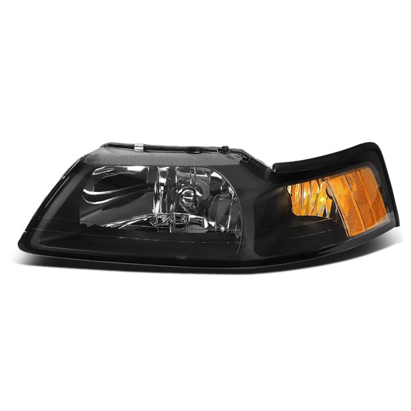 DNA Motoring Factory Style Headlight Lamp Assembly for 1999-2004 Ford Mustang, Left Black