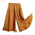 thumbnail image 2 of LYHaoo Girls' Solid Color Lace Wide Leg Pants Long Pants for Girls(Orange), 2 of 7