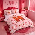 thumbnail image 2 of meiyoeat Girls Personalized Monogram 7 Pieces Full Size Bedding Sets,Strawberry Themed Initial Full Size Bed in a Bag For Girl,Pink Reversible, 2 of 7