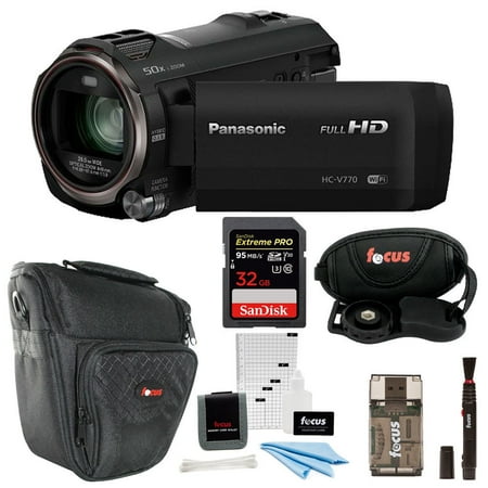 Panasonic HC-V770 HD Camcorder + 32GB Card + Holster Case Accessory Bundle