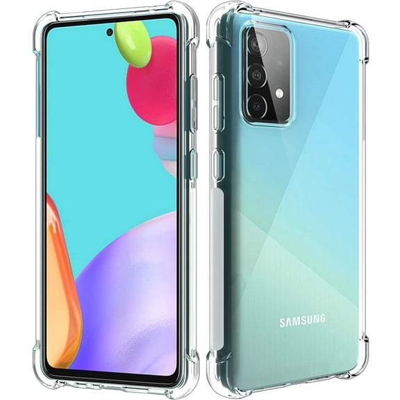 Case for Galaxy A52 5G, Clear [Aquaflex] Transparent Flexible TPU Slim Cover [with Shock Absorbing Corners] for Samsung Galaxy A52 5G Phone