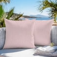 thumbnail image 5 of Simple White Striped Outdoor Pillow Covers Set of 2 Pink Stripe Vintage Linen Waterproof Throw Pillow Case Decorative Square Cushion Cover for Patio Couch Garden Balcony, 26"x26", 5 of 9