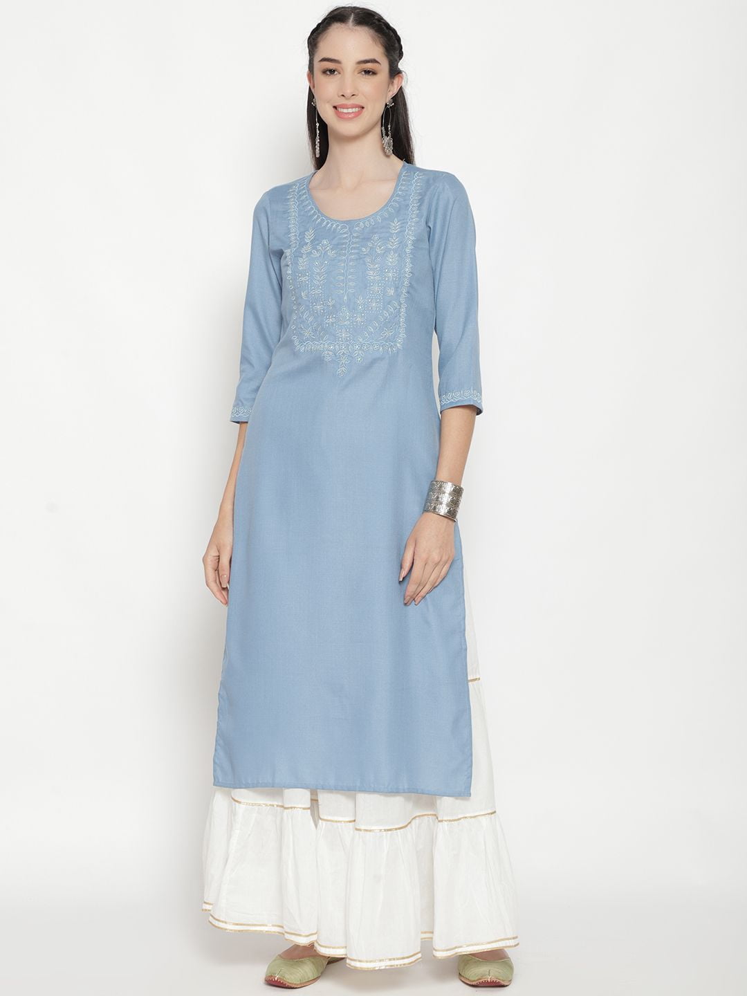 Blue Embroidered Kurta