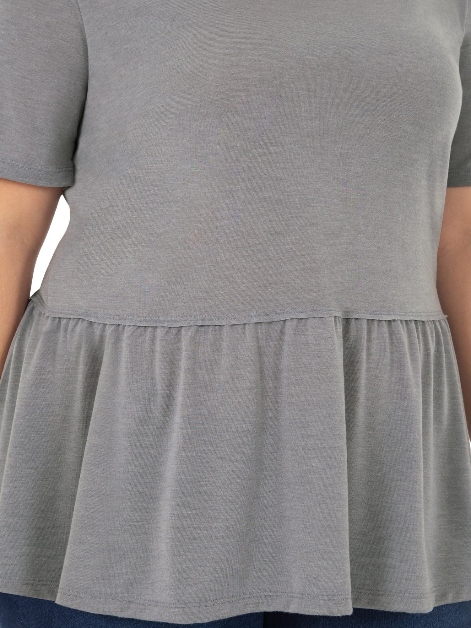 Wright's Women's Plus Size Short Sleeve Crew Neck Classic Peplum Top/Blouse, 1X-4X
