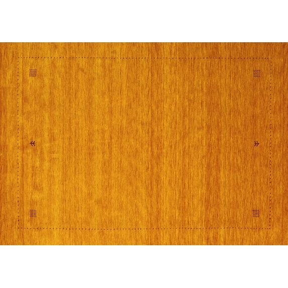 Ahgly Company Machine Washable Indoor Rectangle Abstract Yellow Contemporary Area Rugs, 2' x 3'