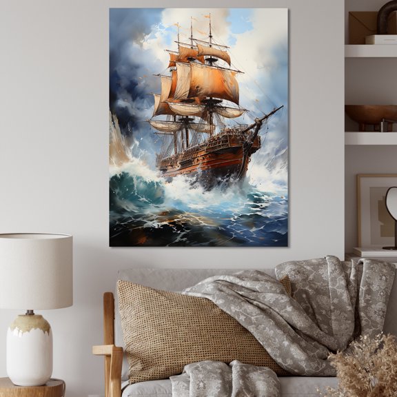 Designart "Legends of the Pirate Ships" Pirate Canvas Wall Art