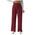 thumbnail image 1 of Maplenight Women's Summer Textured Knitted Ribbed Pants Loose Straight Leg Lounge Pants Elastic Waist Drawstring High Waisted Solid Color Casual Pants 2025 on Clearance, 1 of 5