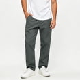 thumbnail image 5 of SAWOBUUN Mens Solid Pants Straight Elastic Waist Pants Relaxed Fit Jogger Trousers with Zipper Pockets, 5 of 9