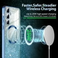 thumbnail image 4 of Casetego for Samsung Galaxy S24 FE Case,Compatible with MagSafe,Clear Magnetic Glitter Gradient Sparkle Luxury Plated Soft TPU Bumper Full Camera Lens Protector,Blue, 4 of 7
