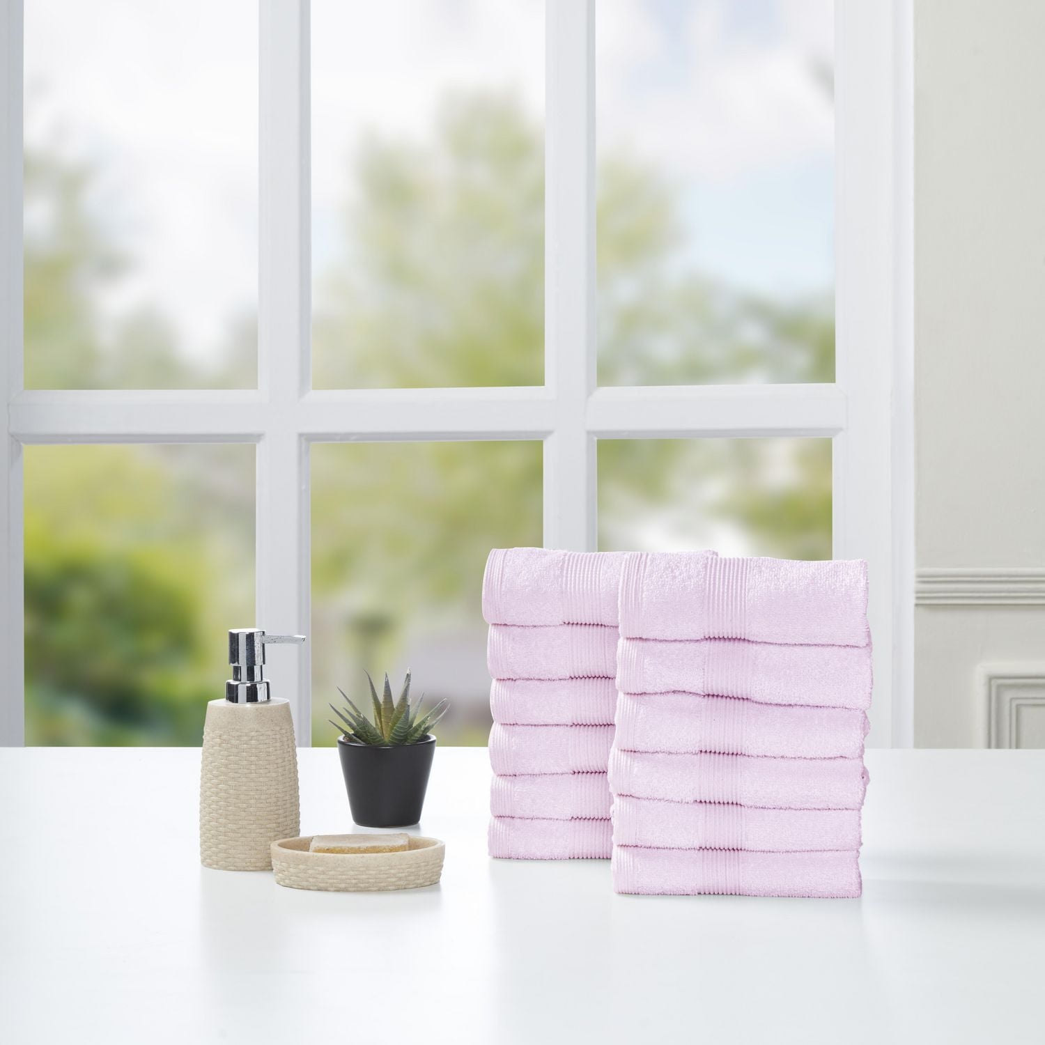 Fabstyles Premium Face Towels Set of 12, Soft and Absorbent Washcloth for Daily Use, 14 in x 14 in, Luxury Fingertip Towels Made Cotton