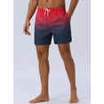 thumbnail image 2 of DARING DIVA Men's Contrast Color Gradient Summer Drawstring Beach Shorts 30 Red Black, 2 of 6