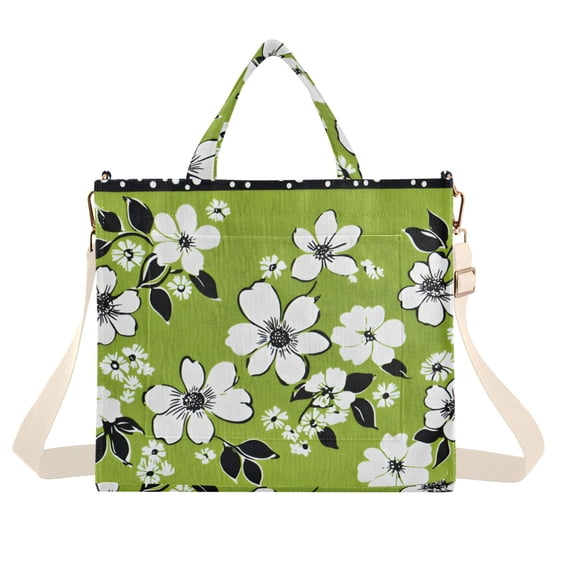 FORMRS Womens Corduroy Tote Bag Crossbody Shoulder Handbag with Pocket, Retro Floral