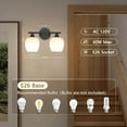 thumbnail image 5 of 2-Light Bathroom Light Fixtures, Vanity Lights with Metal Base and Glass Shade, Bathroom Wall Sconce for Mirror Living Room Hallway, E26 Base, Bulbs Not Included, 5 of 7
