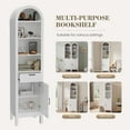 thumbnail image 5 of 70" Arched Bookshelf with Drawer & Cabinet, 6-Tier Arch Bookcase with Adjustable Shelf, Tall Arched Cabinet with Doors and Open Display Shelves, Modern Bookshelf with Drawers for Living Room, White, 5 of 5