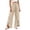 Beige, variant on Womens Wide Leg Front Split Wrap Flowy Pants Casual Tie High Waist Beach Palazzo Trousers