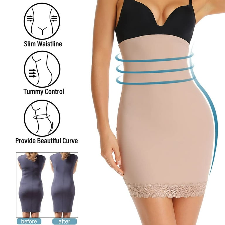 Women Shapewear Strapless Full Slips for Under Dresses Tummy Control Slips  Slimming Skirts Full Body Shaper Seamless Underwear 
