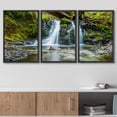 thumbnail image 3 of wall26 Framed Wall Art Print Set Flowing Waterfall in Forest River Nature Wilderness Photography Realism Rustic Colorful Multicolor Ultra for Living Room, Bedroom, Office - 16"x24"x3 Black, 3 of 5