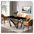 thumbnail image 6 of LeisureMod Nuvor Modern Dining Table with a 71" Glass Rectangular Top and Gold Steel Base for Kitchen and Dining Room, Black/Gold, 6 of 10
