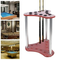 Wood Pool Cue Rack 12-Billiard Sticks Holder Floor Stand Ball Table Accessories Red  for Families