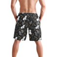 thumbnail image 3 of Dailycode Men's Quick Dry Swim Trunks Beach Shorts Casual Summer Board Shorts with Pockets, White and Black Cats, 3 of 8